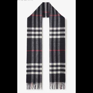 Burberry Check Cashmere Scarf : Black, White, Red : New with Tags